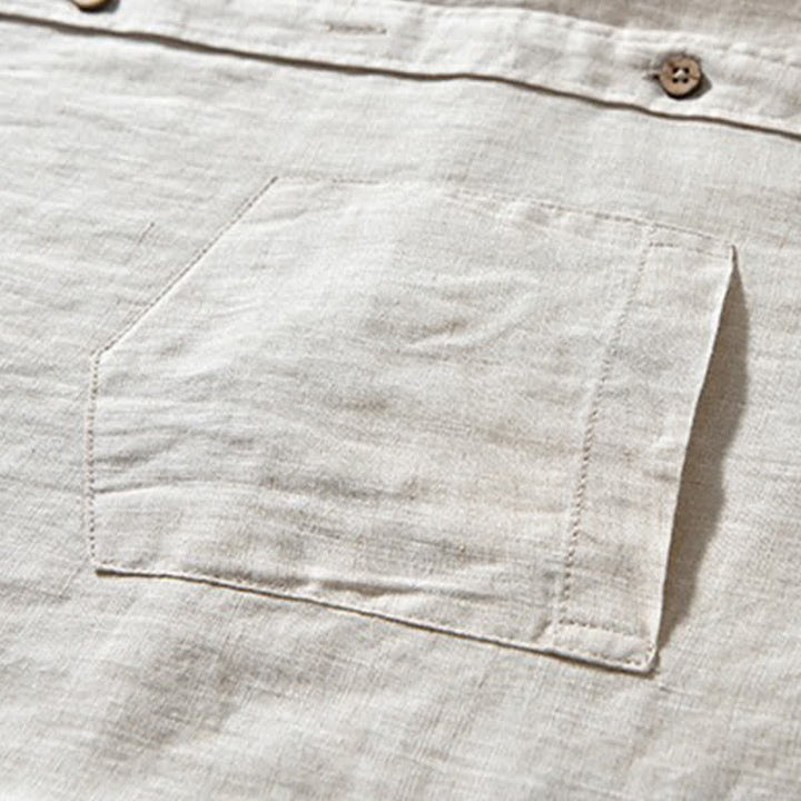 Buddha Stones Spring Casual Mandarin Collar Solid Linen Men's Long Sleeve Shirts With Patch Pocket - image 6
