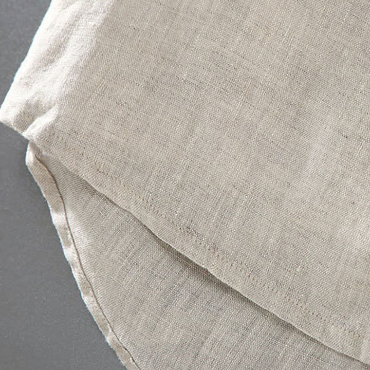 Buddha Stones Summer Casual Button-Up Solid Linen Men's Short Sleeve Shirts With Patch Pocket - image 7