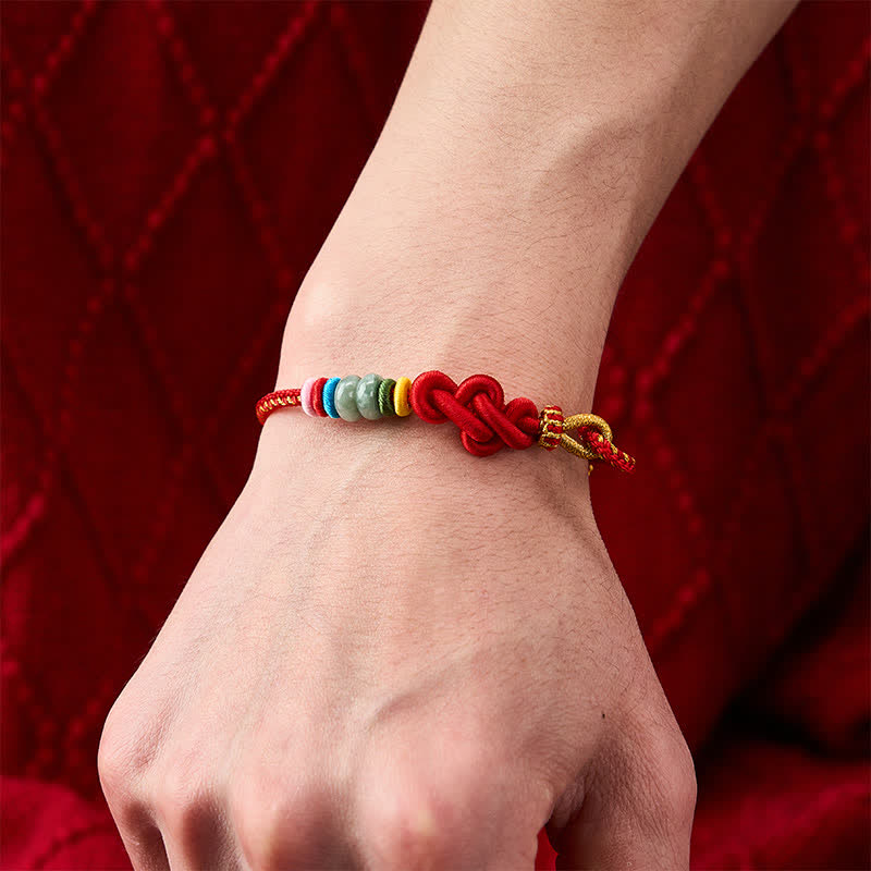 Buddha Stones Hand-Woven Chinese Knotting Luck Jade String Bracelet - image 4