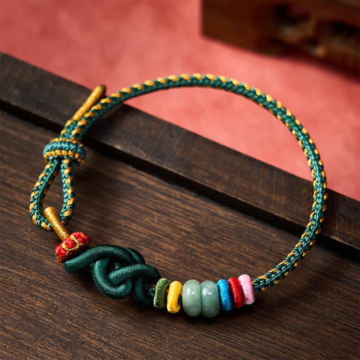 Buddha Stones Hand-Woven Chinese Knotting Luck Jade String Bracelet - image 15