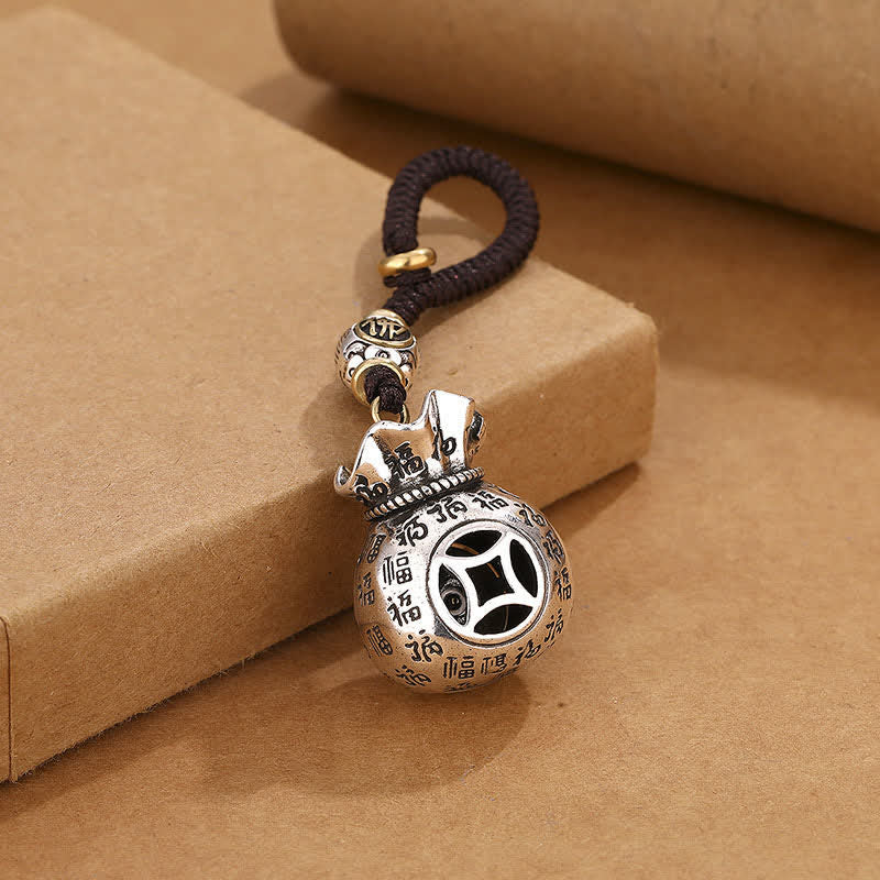 Buddha Stones Copper Fu Character Moneybag Blessing Keychains - image 3