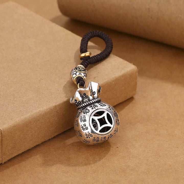 Buddha Stones Copper Fu Character Moneybag Blessing Keychains - image 3