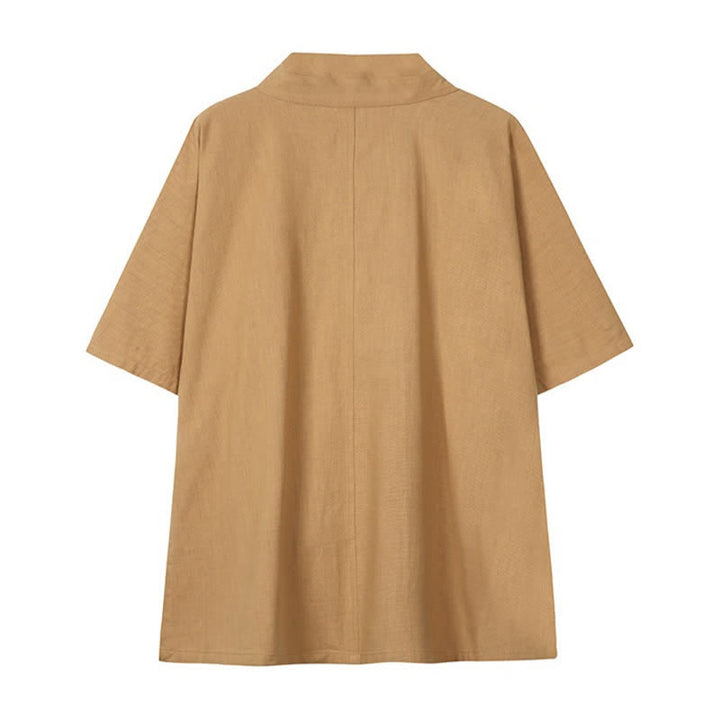 Buddha Stones Spring Summer Minimalist Drawstring Solid Cotton Linen Men's Kimono - image 13