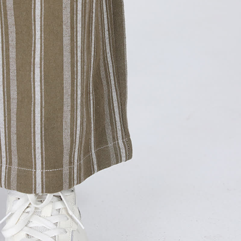 Buddha Stones Spring Summer Casual Vintage Drawstring Vertical Striped Ankle Pants Men's Straight Leg Pants With Pocket - image 9