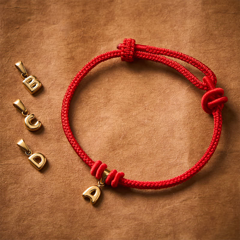 Buddha Stones Titanium Steel Letter Red String Faith Bracelet - image 26