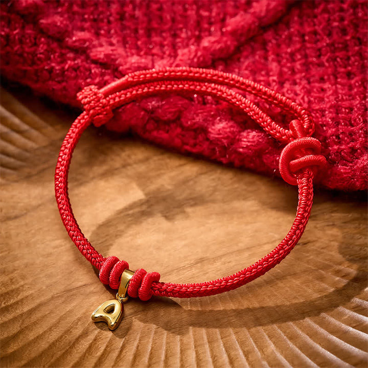Buddha Stones Titanium Steel Letter Red String Faith Bracelet - image 2