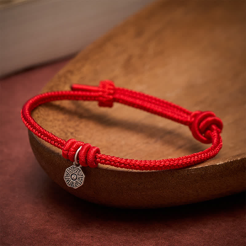 Buddha Stones 925 Sterling Silver Bagua Red String Connection Bracelet - image 2