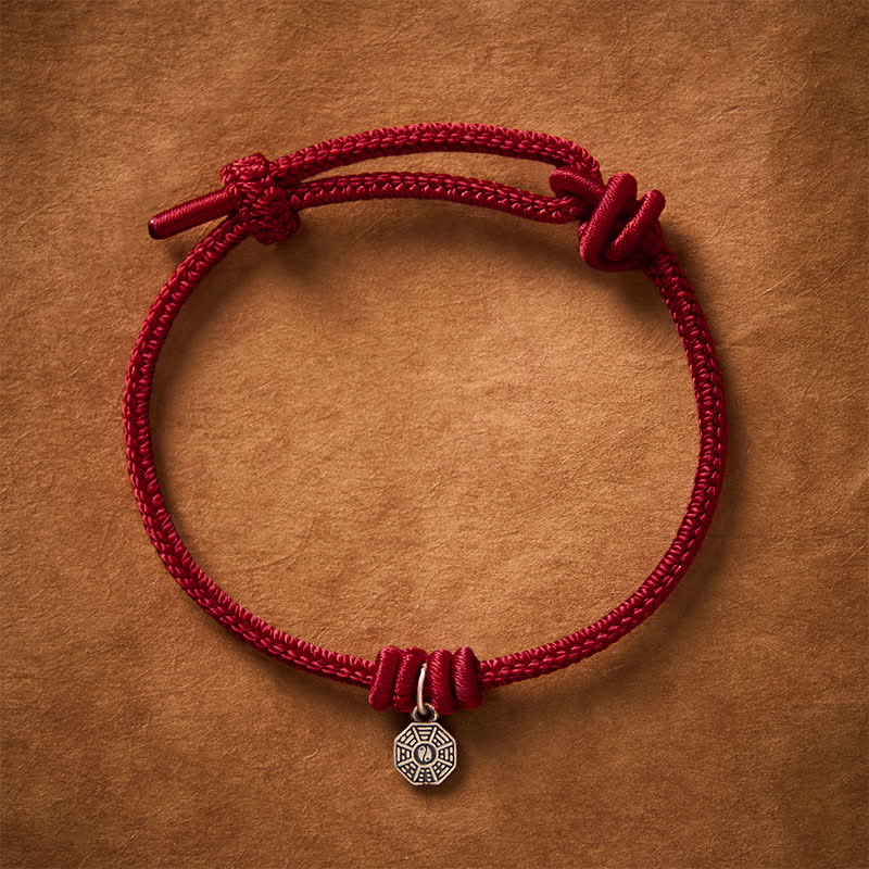 Buddha Stones 925 Sterling Silver Bagua Red String Connection Bracelet - Burgundy String - 6.7–7.5 in (17–19 cm) - image 11