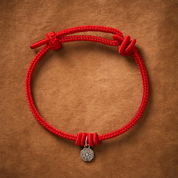 Buddha Stones 925 Sterling Silver Bagua Red String Connection Bracelet - image 1