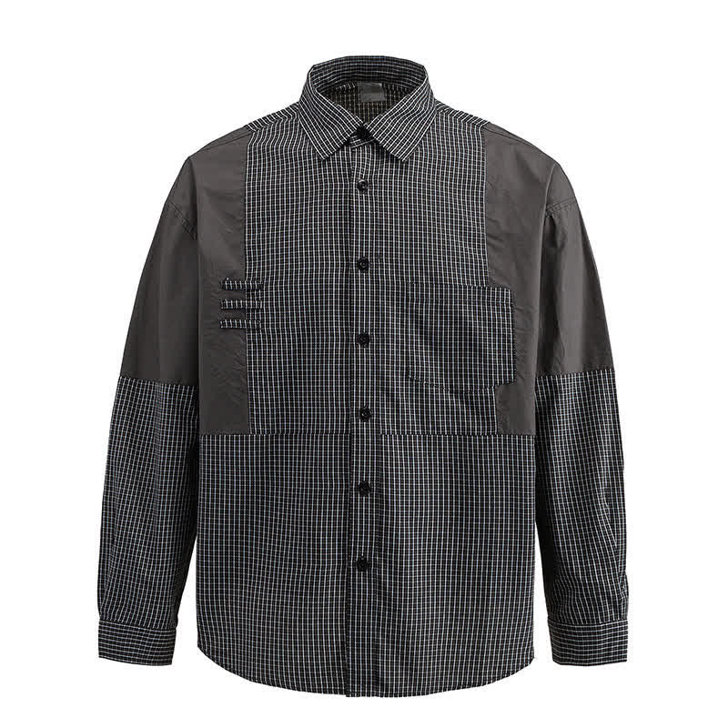 Buddha Stones Spring Fall Vintage Button-Up Plaid Men's Long Sleeve Shirts With Pocket - image 9