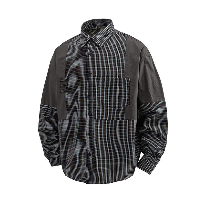 Buddha Stones Spring Fall Vintage Button-Up Plaid Men's Long Sleeve Shirts With Pocket - image 10
