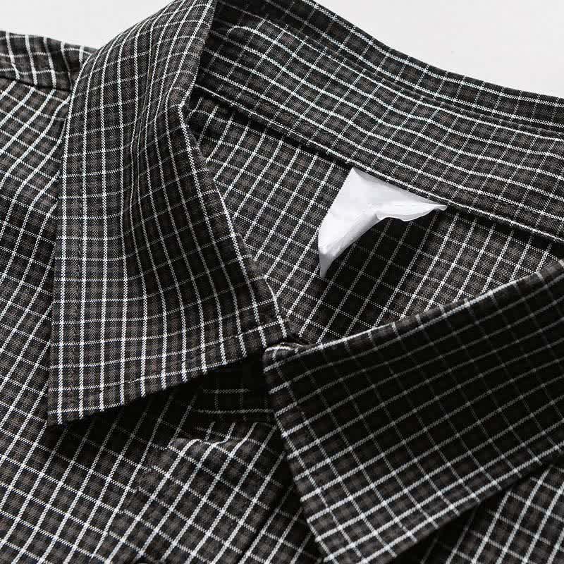 Buddha Stones Spring Fall Vintage Button-Up Plaid Men's Long Sleeve Shirts With Pocket - image 12