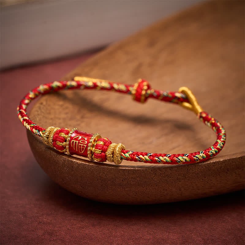 Buddha Stones Fu Character Red String Fortune Bracelet - image 2