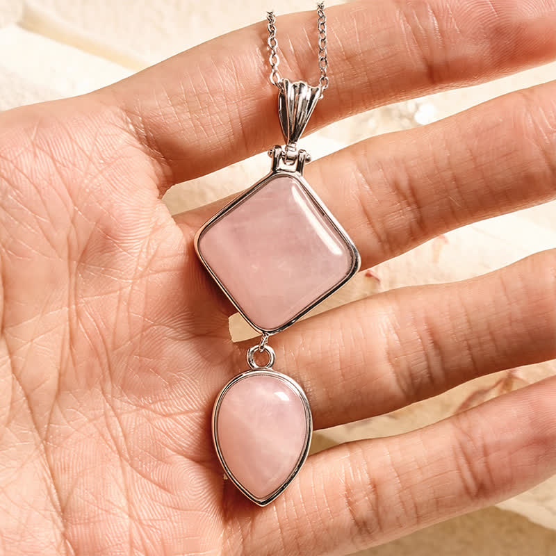 Buddha Stones Natural Stone Opal Double Pendant Calm Necklace - image 3