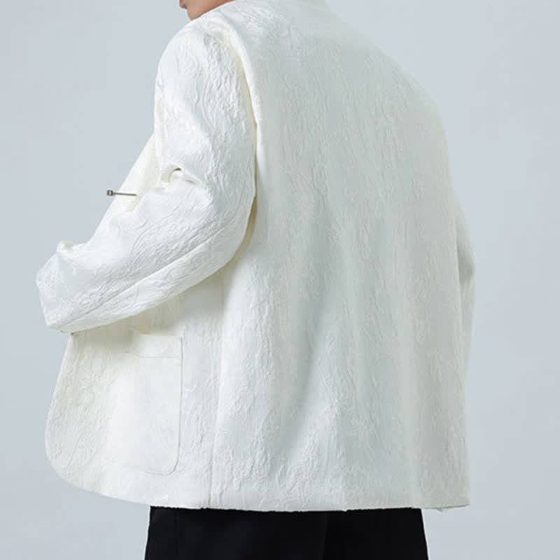 Buddha Stones Fall Winter Tang Style Vintage Mandarin Collar Frog Button Floral Men's Jackets With Pocket - image 13