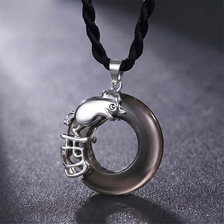 Buddha Stones Chinese Zodiac Peace Buckle Fortune Pendant Necklace - Rooster - image 15