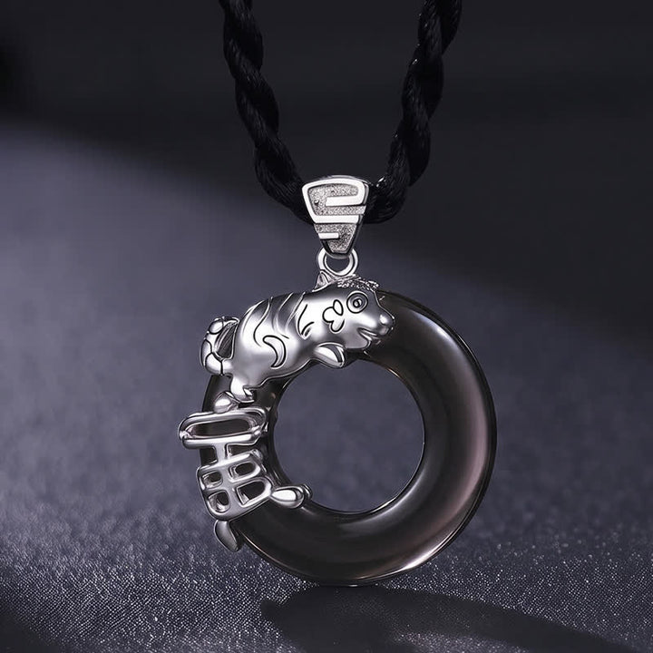 Buddha Stones Chinese Zodiac Peace Buckle Fortune Pendant Necklace - Tiger - image 5