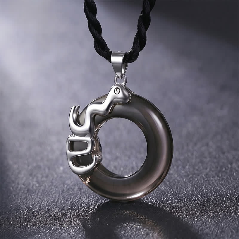 Buddha Stones Chinese Zodiac Peace Buckle Fortune Pendant Necklace - Snake - image 11