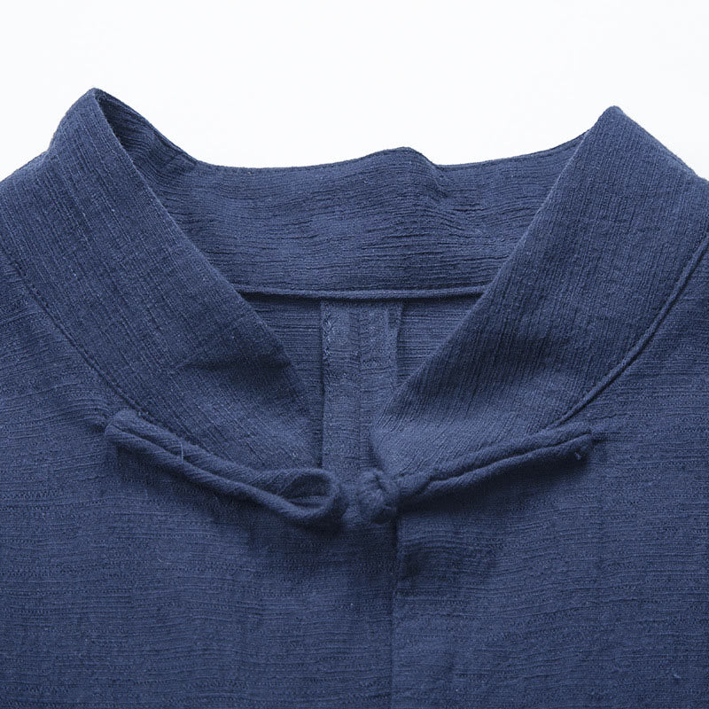 Buddha Stones Solid Color Casual Frog-button Men's Shirt Clothing - image 10