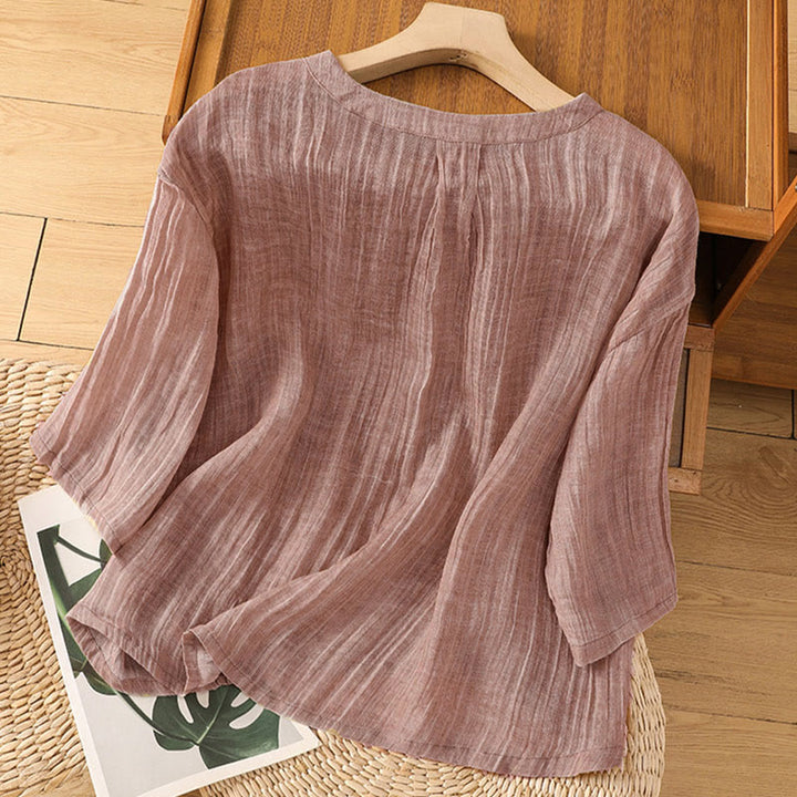 Buddha Stones Casual Summer Plain Crew Neck Women's Three Quarter Sleeve T-Shirt - image 25
