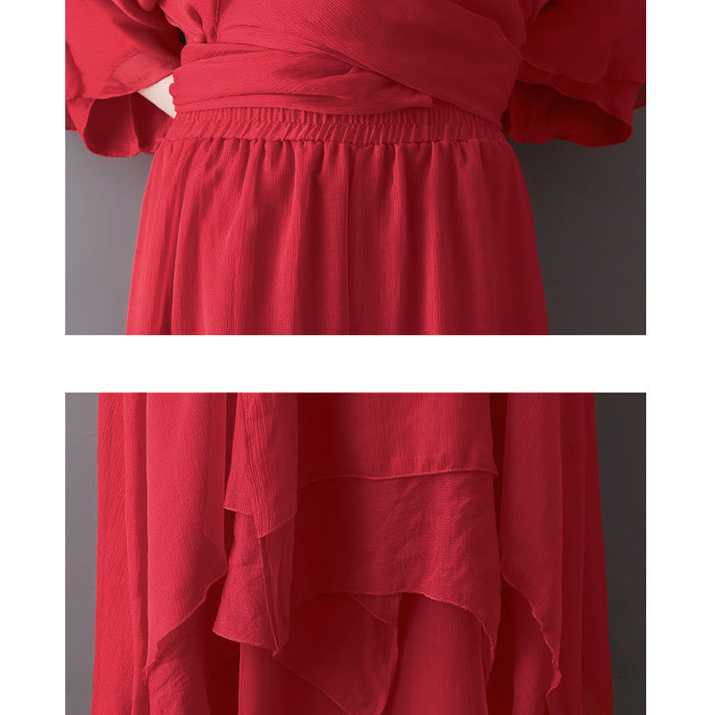 Buddha Stones V-Neck Midi Tunic Dress Wide Leg Pants Meditation Zen Practice Dance Clothing - image 16