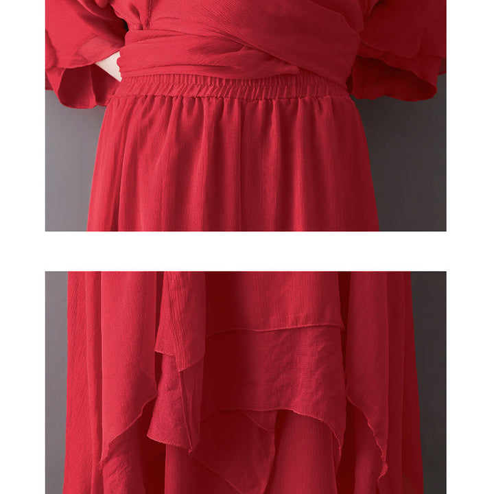 Buddha Stones V-Neck Midi Tunic Dress Wide Leg Pants Meditation Zen Practice Dance Clothing - image 16