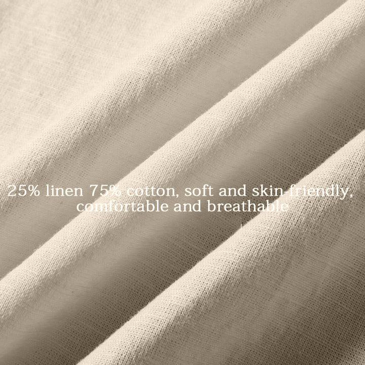 Buddha Stones Summer Men's Short Sleeve Button Down Cotton Linen Shirt - image 15