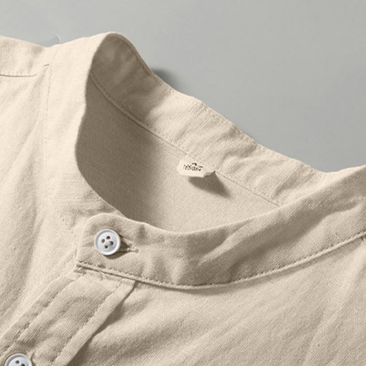 Buddha Stones Summer Men's Short Sleeve Button Down Cotton Linen Shirt - image 7