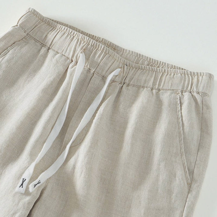 Buddha Stones Fall Solid Drawstring Elastic Waist Men's Linen Ankle-Length Pants With Pockets - image 2