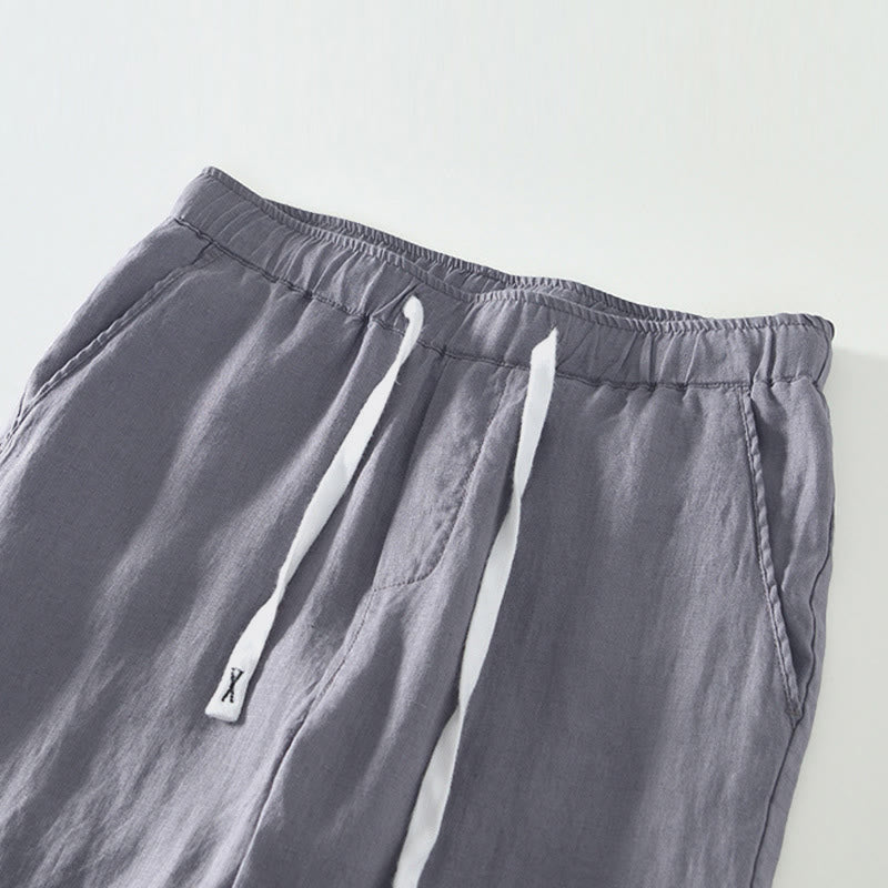 Buddha Stones Fall Solid Drawstring Elastic Waist Men's Linen Ankle-Length Pants With Pockets - image 16