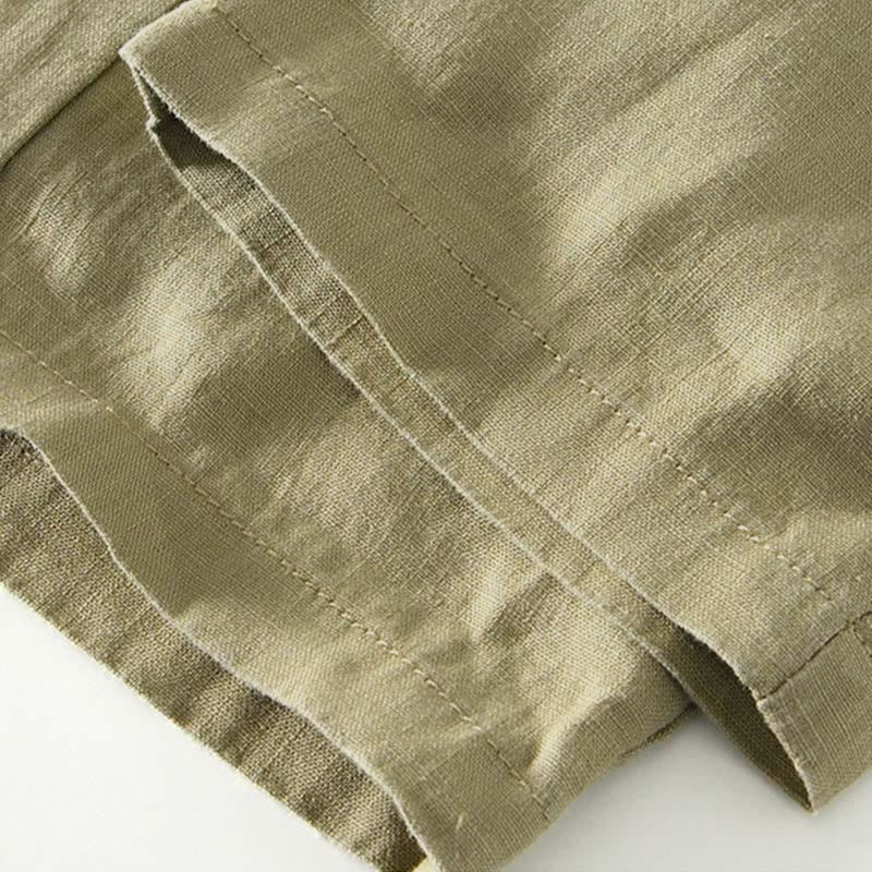 Buddha Stones Fall Solid Drawstring Elastic Waist Men's Linen Ankle-Length Pants With Pockets - image 24