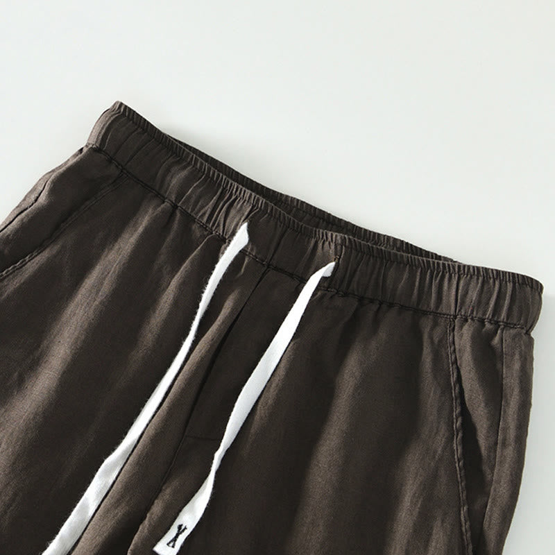 Buddha Stones Fall Solid Drawstring Elastic Waist Men's Linen Ankle-Length Pants With Pockets - image 13
