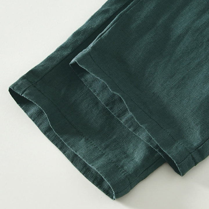 Buddha Stones Fall Solid Drawstring Elastic Waist Men's Linen Ankle-Length Pants With Pockets - image 29