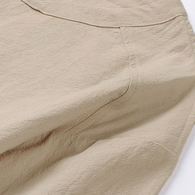 Buddha Stones Summer Casual Crew Neck Men's Elbow-Length Sleeve Cotton Linen T-Shirt - image 3