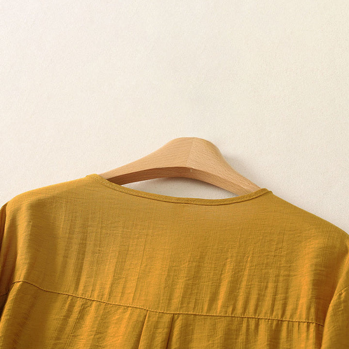 Buddha Stones Summer Casual Minimalist Button-Up Solid Women's Long Sleeve Shirts - image 3