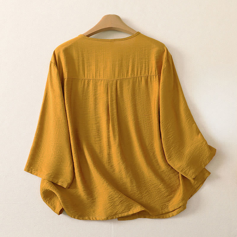 Buddha Stones Summer Casual Minimalist Button-Up Solid Women's Long Sleeve Shirts - image 1