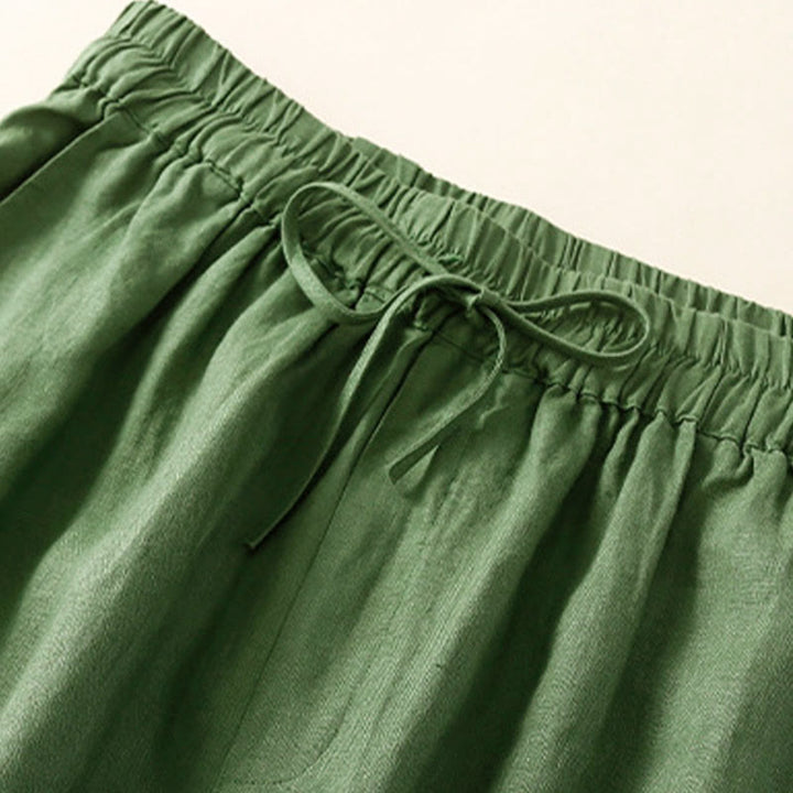 Buddha Stones Solid Color Flower Loose Drawstring Harem Pants With Pockets - image 21