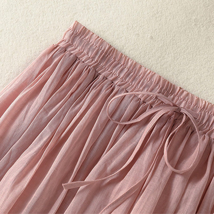 Buddha Stones Summer Plain Drawstring Lace Patchwork Design Women's 7-8 Length Skirt - image 4