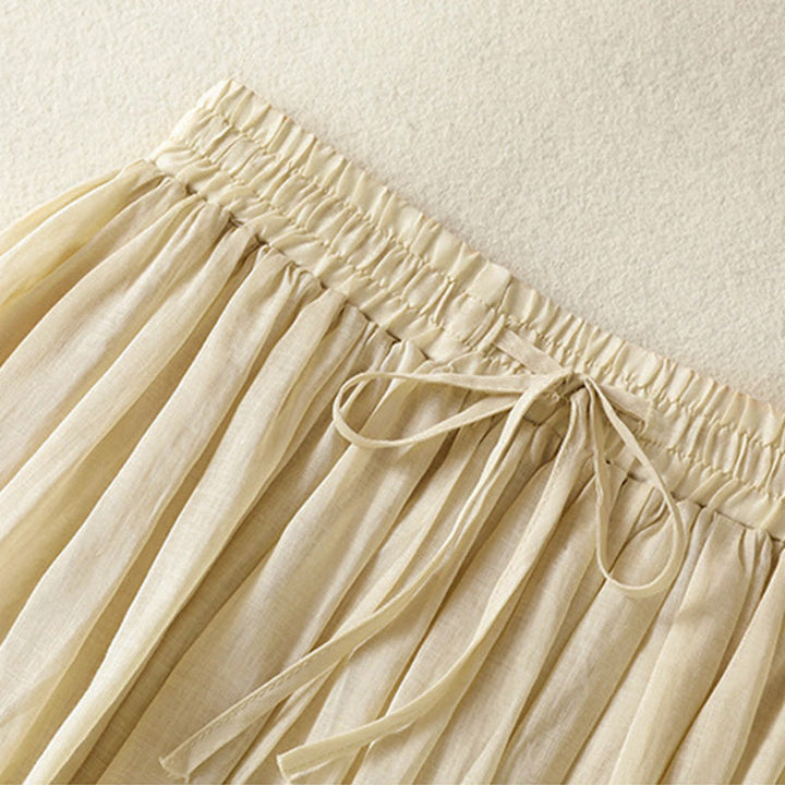 Buddha Stones Summer Plain Drawstring Lace Patchwork Design Women's 7-8 Length Skirt - image 31