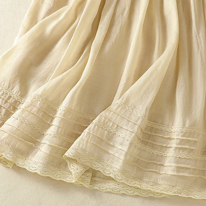 Buddha Stones Summer Plain Drawstring Lace Patchwork Design Women's 7-8 Length Skirt - image 32