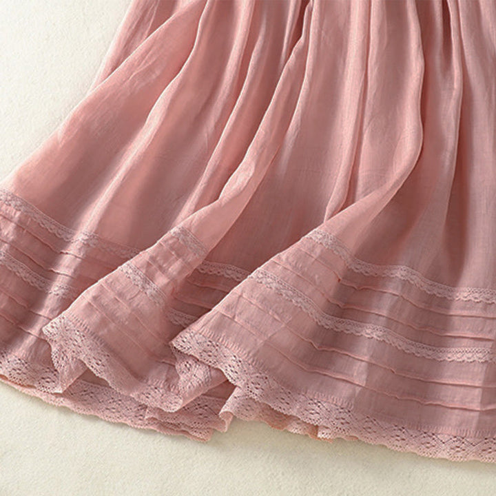 Buddha Stones Summer Plain Drawstring Lace Patchwork Design Women's 7-8 Length Skirt - image 6