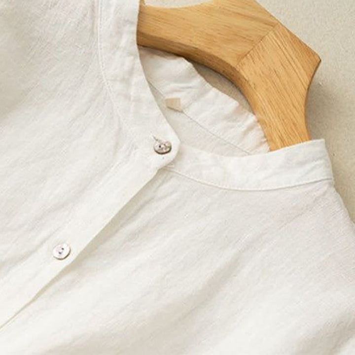 Buddha Stones Fall Casual Tang Style Mandarin Collar Solid Women's Long Sleeve Shirts - image 24