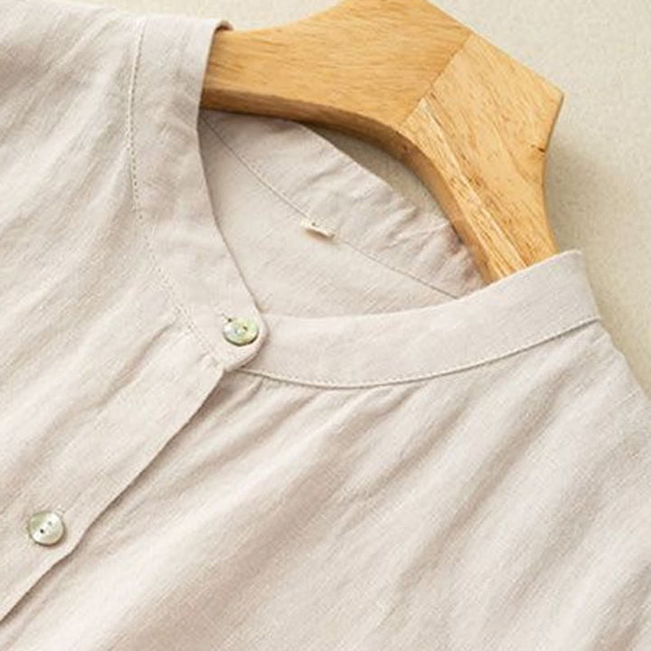Buddha Stones Fall Casual Tang Style Mandarin Collar Solid Women's Long Sleeve Shirts - image 20