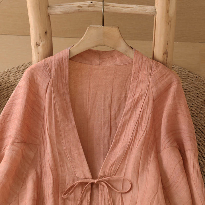 Buddha Stones Summer Casual Boho Wrinkle Design Drawstring Solid Women's Kimono - image 27