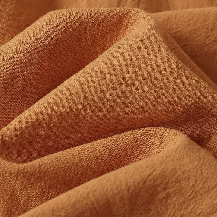 Buddha Stones Summer Casual Minimalist Solid Orange Crew Neck Women's Short Sleeve Dress - image 8