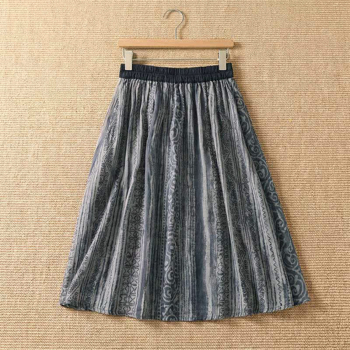 Buddha Stones Spring Summer Casual Bohemian Drawstring Geometric Women's Skirts With Pockets - image 2