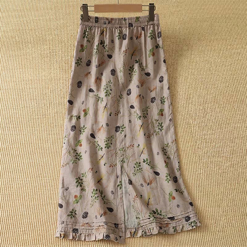 Buddha Stones Summer Casual Boho Floral Plant Women's Skirts With Pocket - image 1