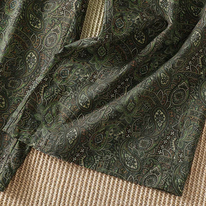 Buddha Stones Spring Summer Boho Drawstring Green Abstract Long Pants Women's Wide Leg Pants With Pocket - image 9