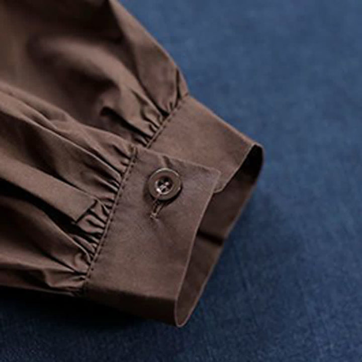 Buddha Stones Spring Fall Casual Vintage Crew Neck Peplum Hem Drawstring Solid Women's Long Sleeve T-Shirt - image 10