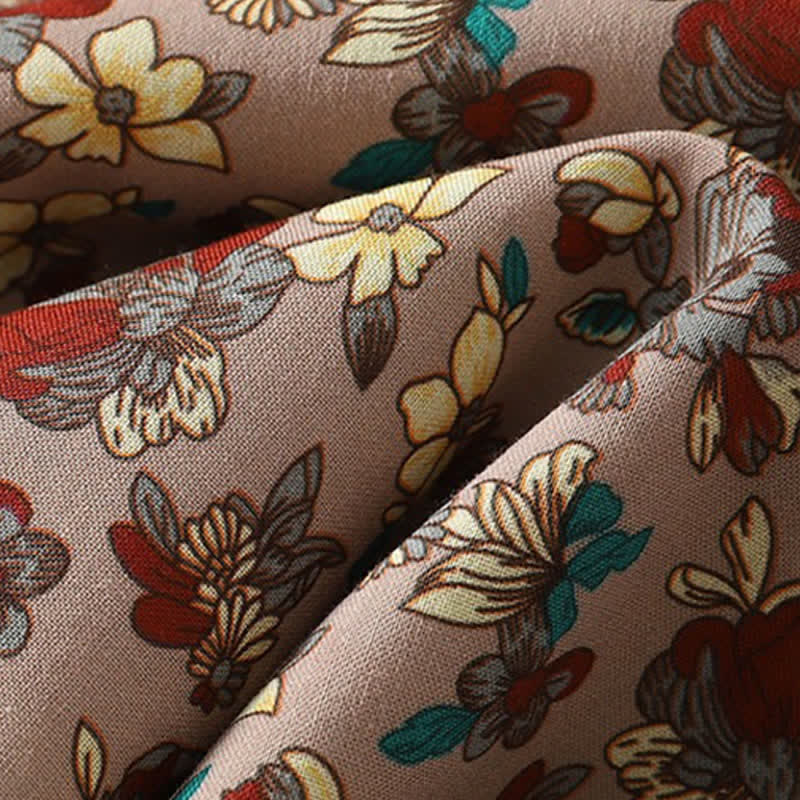 Buddha Stones Spring Summer Vintage Elegant Button-Up Floral Women's Long Sleeve DressWith Pockets - image 10